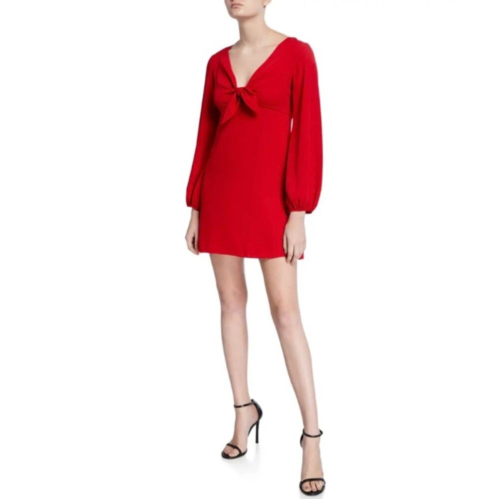 Amanda Uprichard Chyler Tie-Front Long-Sleeve Dress